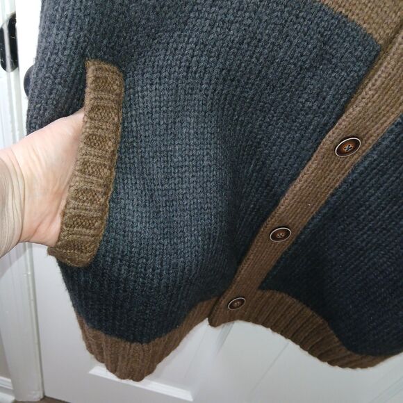 ROWN Men Cardigan Button Sweater XXL Blue Brown Preppy Work Outdoors Grandpacore - Picture 14 of 16